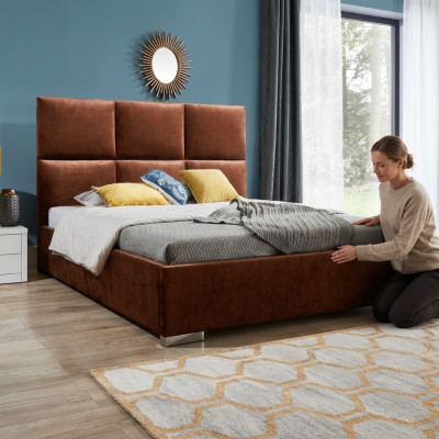 Design beds luxury velvet upholstered bed hotel double new XXL