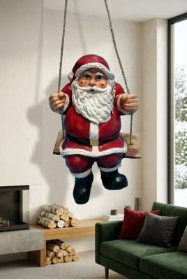 Design Santa Claus on Swing Garden Statue Sculpture Figures Sculptures New