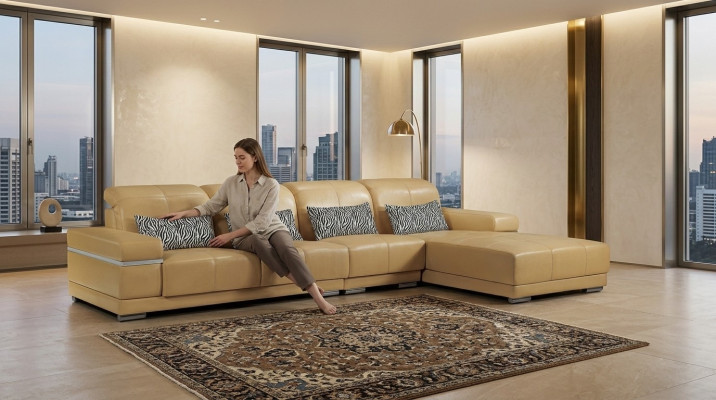 Corner sofa leather seat cushion set living room landscape sofas