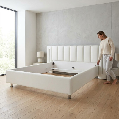 Leather design bed double beds marriage modern hotel frame sleep room