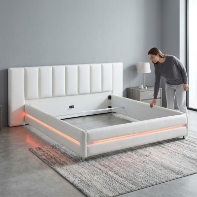 Leather design double luxury marital modern hotel frame sleep room