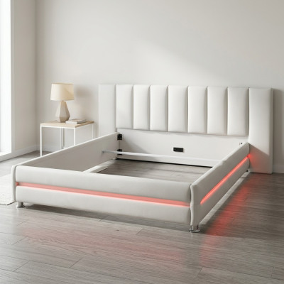 Leather design double luxury marital modern hotel frame sleep room
