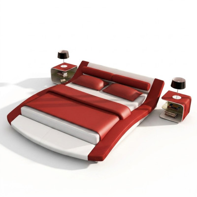 Design leather bed hotel frame luxury sleeping room double beds matrimonial modern