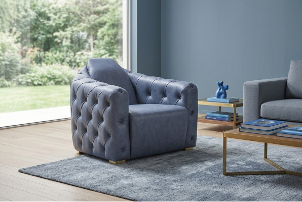 Italian design sofa 2x single-seater couch set 1+1 seat cushion set Chesterfield new