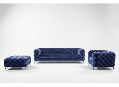 Chesterfield sofa set upholstery XXL big set textile 4+1+1 designer