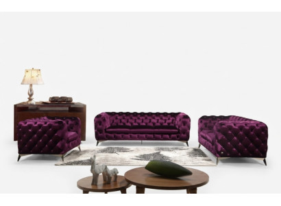 Sofa Chesterfield Couch XXL Big Set Textile 3+1+1 designer couches upholstery