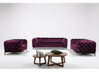 Sofa XXL Big Chesterfield Couch Upholstery Suite Fabric 3+3 designer couches