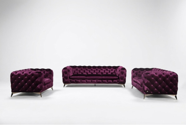 Chesterfield Italian Sofa 2x Armchair Couch Set Upholstery Set New 1+1 Seat