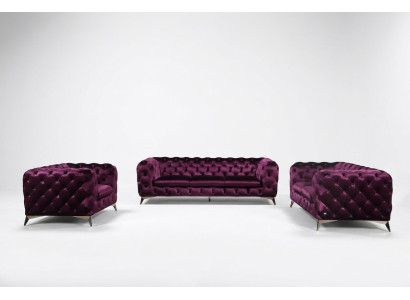 Chesterfield Italian Sofa 2x Armchair Couch Set Upholstery Set New 1+1 Seat