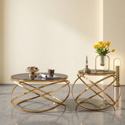Side couch table round tables round sofa metal faux marble designer luxury