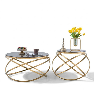 Side couch table round tables round sofa metal faux marble designer luxury