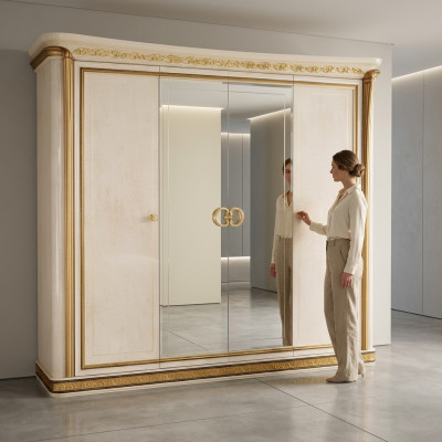 Wardrobe 4-door antique Baroque Rococo Art Nouveau furniture bedroom