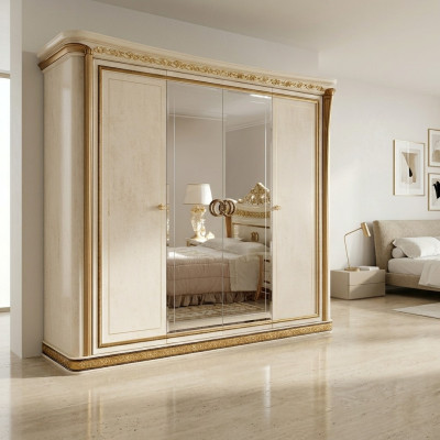 Wardrobe 4-door antique Baroque Rococo Art Nouveau furniture bedroom