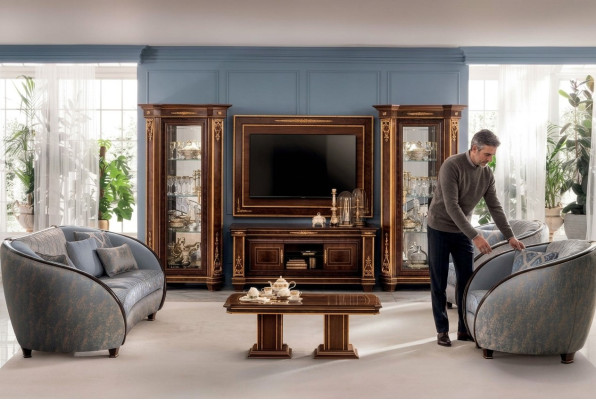 Italian living room upholstered furniture sofa set 3+2+1 complete set