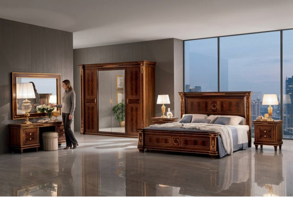 Classic designer wooden bed luxury beds noble baroque rococo marriage