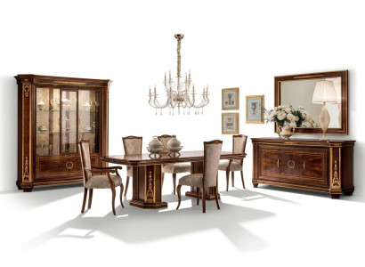 Complete dining room glass cabinet table 6x chairs sideboard mirror set ensemble