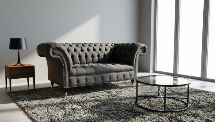 Chesterfield Textile 2-Seater Sofa Luxury Sofa Upholstered Sofas Design Fabric Sofas