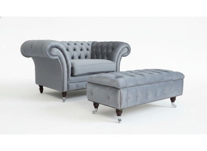 Chesterfield Hocker Foot Chair Upholstered Ottoman Side Relax Textile Leather New