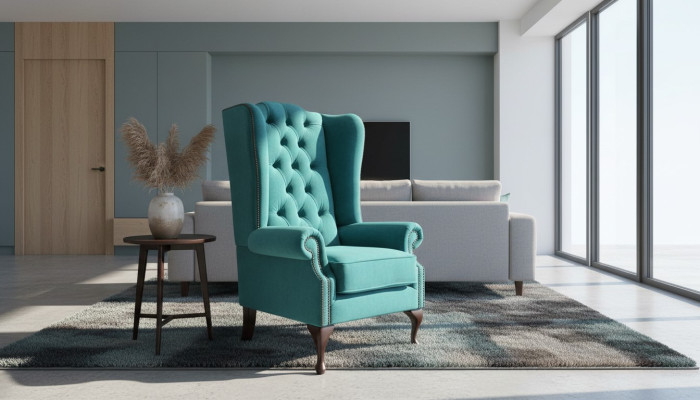 Chesterfield Wingback Armchair Upholstered Sofas Classic Chair of Premium Class #201