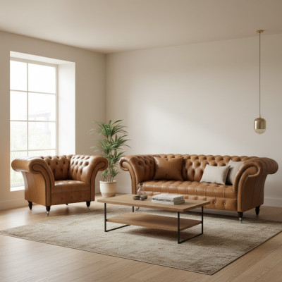 2+1 Chesterfield Sofa Set Textile Fabric Sofa Couch Upholstered Furniture Set