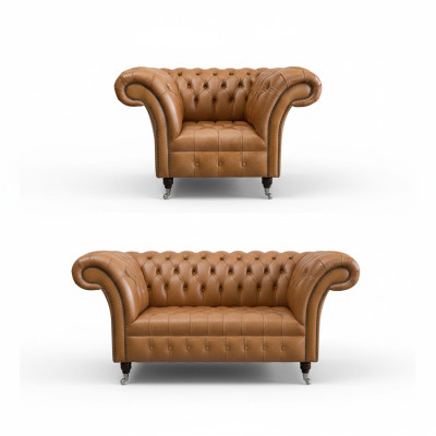 2+1 Chesterfield Sofa Set Textile Fabric Sofa Couch Upholstered Furniture Set