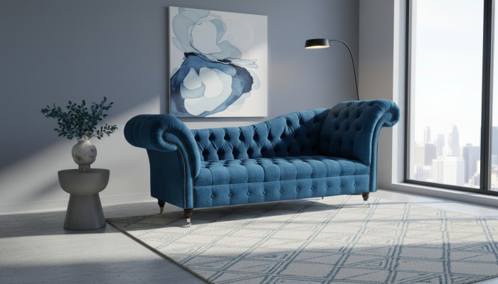 Chaise lounge sofa seat lounger lounge baroque rococo art nouveau classic blue new