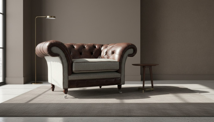 Armchair 1-Seater Relax Upholstered Television Chesterfield Textile Sofa Couch Brown New