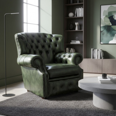Chesterfield Velvet Wingback Armchair 1 Seater Designer Leather TV Fabric Upholstery New