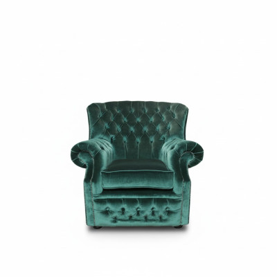 Chesterfield Velvet Green Wingback Armchair 1-Seater Armchair Couch Sofa TV Recliner New