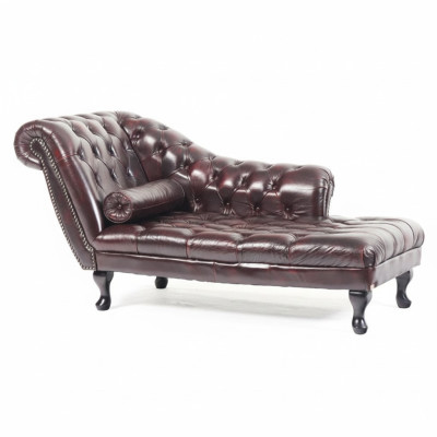Chesterfield Red Chaise Lounge Designer Lounger Leather Sofa Chaise Lounge Couch New