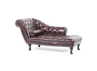 Chesterfield Red Chaise Lounge Designer Lounger Leather Sofa Chaise Lounge Couch New
