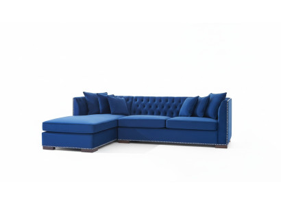 Chesterfield Blue Designer Couch Corner Sofa Couch Set Textile Fabric Sofas