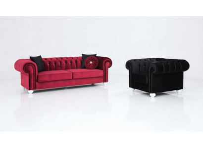 2-piece sofa set 3+1 seater couch leather sofa Chesterfield fabric velvet