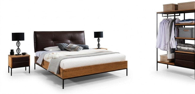 3-piece complete set wood bedroom loft style design bed dresser wardrobe new