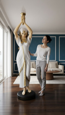 Design floor lamp Egyptian woman figure stand lamp lights floor lamps figure