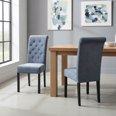 Blue Chesterfield x8 Set of Chairs Designer Armchairs Modern Seating Furniture