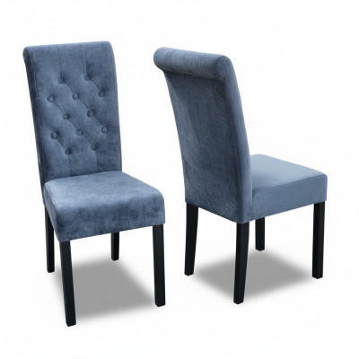 Exclusive x8 Blue Chesterfield Seat Designer Chair Set Textile Armchairs
