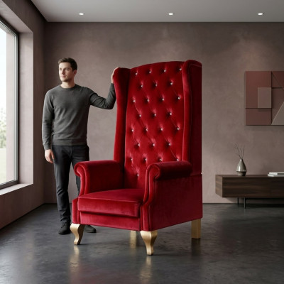 The Voltaire chair is a stunning example of classic English style in a rich shade of red.