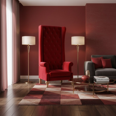 The Voltaire chair is a stunning example of classic English style in a rich shade of red.