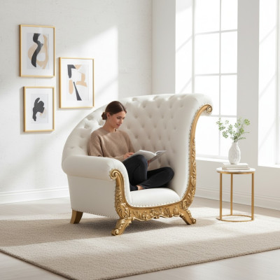 Throne Armchair Royal Upholstered Chairs Chesterfield Velvet 1 Seater Antique Style