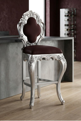 Bar stool Chesterfield velvet upholstered royal 1-seater antique style chair