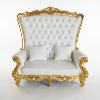 Throne Sofa Couch Royal Upholstered Chesterfield Velvet Antique Style Two-Seater