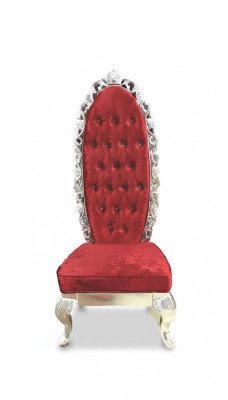 Red Throne Armchair Royal Upholstered Seat Antique Style Chair Chesterfield Design