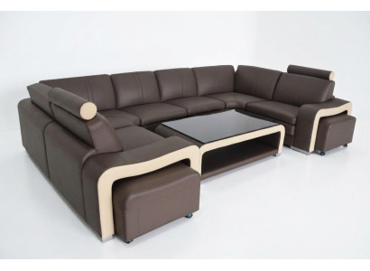 Leather corner sofa couch upholstery set seat living landscape modern
