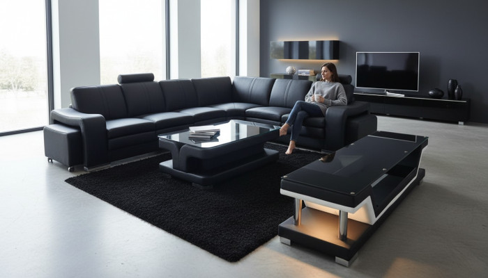 Leather Sofa Living Landscape Corner Ensemble Design Sofa L-Shape A1109B Sofas Couches