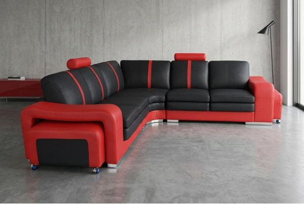 Corner sofa couch upholstery corner seat leather suite living landscape illuminated L shape