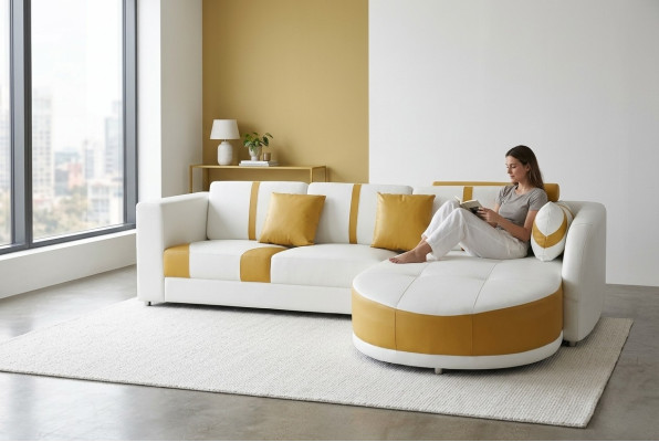Leather corner sofa couch upholstery seat living modern design furniture set