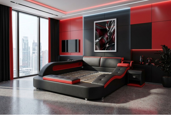 Double Luxury Design Leather Bed Upholstered Beds Modern Hotel Multifunction