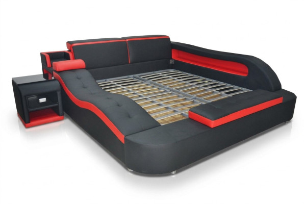 Double Luxury Design Leather Bed Upholstered Beds Modern Hotel Multifunction