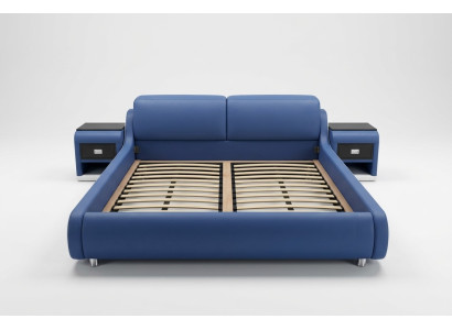 Double luxury design leather bed upholstery hotel beds modern multifunction